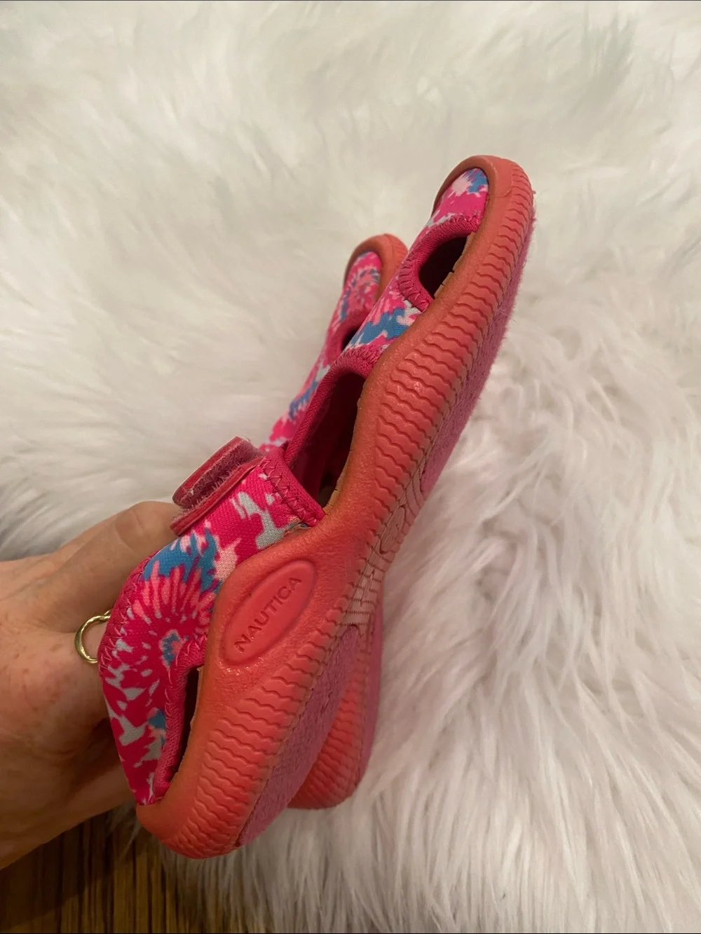 Nautica Kids Bright Pink & Blue Tie-Dye Water Shoes sz 10